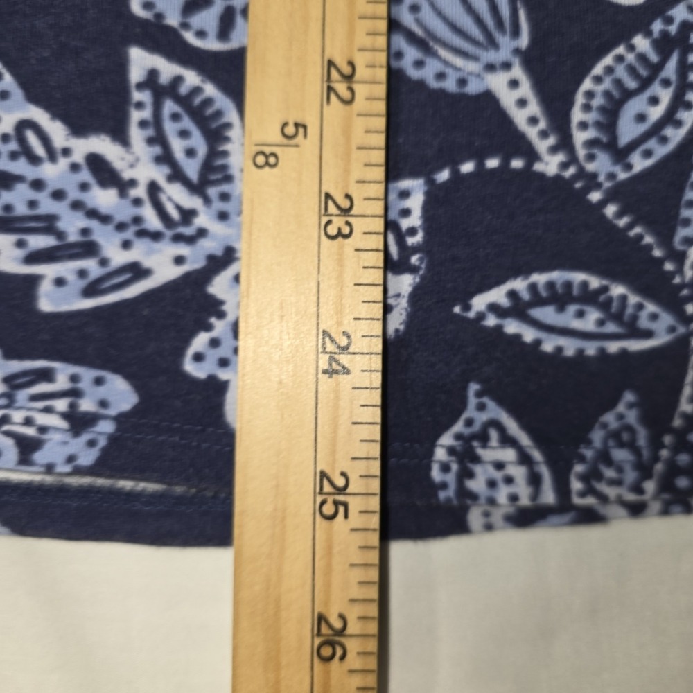We The Free Blue Floral Knit Cotton T-Shirt Crew Neck Short Sleeve XS Casual - Picture 4 of 6